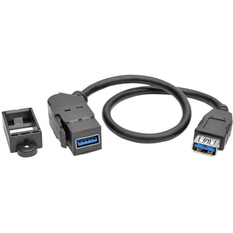 Tripp Lite USB 3.0 All-in-One Keystone/Panel Mount Coupler Cable (F/F) Angled Connector Black 1 ft. (0.31 m)