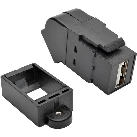 Tripp Lite USB 2.0 Keystone Panel Mount Coupler All-in-One Angled F/F Black