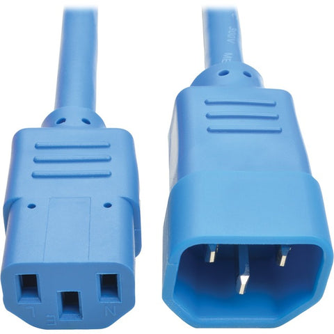 Tripp Lite Computer Power Extension Cord 10A 18AWG C14 to C13 Blue 2' 2ft