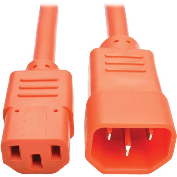 Tripp Lite Computer Power Extension Cord 10A 18AWG C14 to C13 Orange 3' 3ft