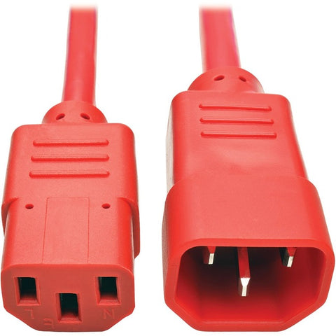 Tripp Lite Computer Power Extension Cord 10A 18AWG C14 to C13 Red 3' 3ft