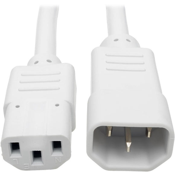 Tripp Lite 3ft Computer Power Extension Cord 10A 18 AWG C14 to C13 White 3'