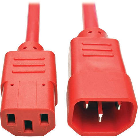 Tripp Lite 2ft Heavy Duty Power Extension Cord 15A 14 AWG C14 to C13 Red 2'