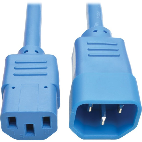 Tripp Lite Heavy Duty Power Extension Cord 15A 14 AWG C14 to C13 Blue 3'