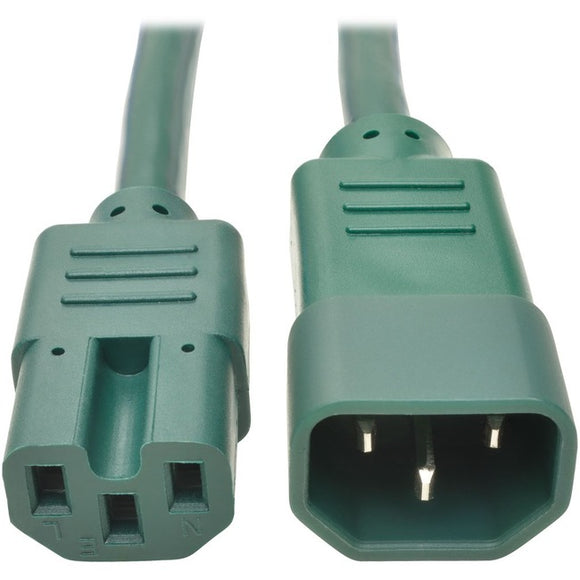 Tripp Lite Heavy Duty Computer Power Cord 15A 14AWG C14 to C15 Green 2' 2ft