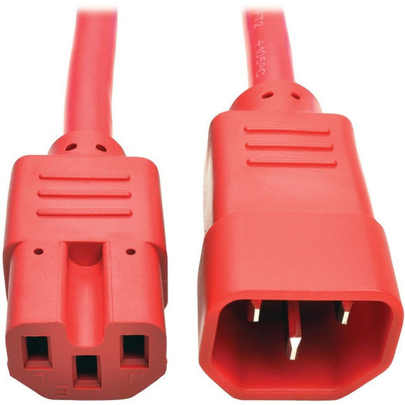 Tripp Lite Heavy Duty Computer Power Cord 15A 14AWG C14 to C15 Red 2' 2ft