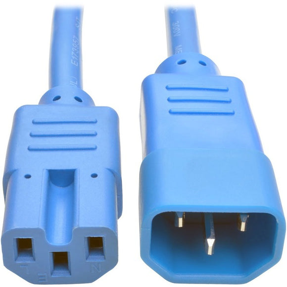 Tripp Lite Heavy Duty Computer Power Cord 15A 14AWG C14 to C15 Blue 3' 3ft