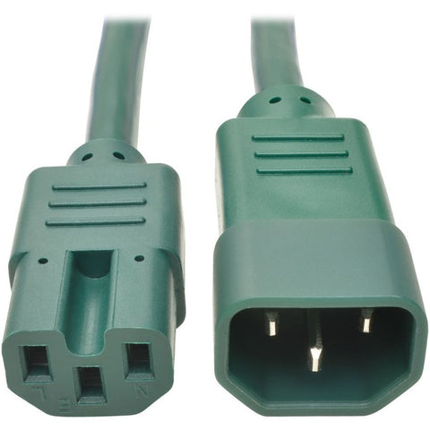 Tripp Lite Heavy Duty Computer Power Cord 15A 14AWG C14 to C15 Green 3' 3ft