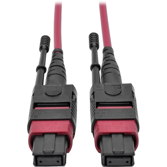 Tripp Lite 100G MTP/MPO Multimode OM4 Plenum-Rated Fiber Optic Cable (F/F), 12 Fiber, 40/100GBASE-SR4, Push/Pull Tabs, Magenta, 1 m