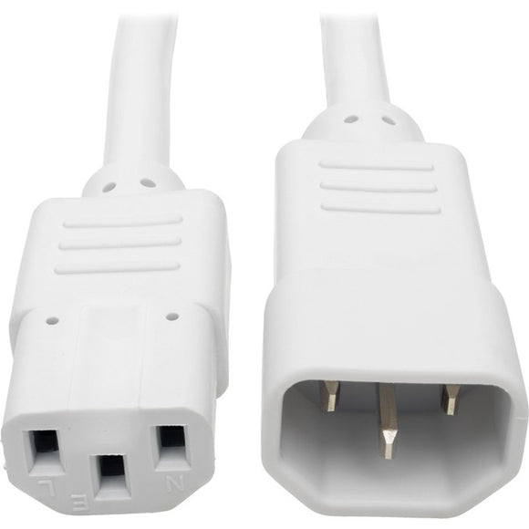Tripp Lite Heavy Duty Power Extension Cord 15A 14 AWG C14 to C13 White 3'