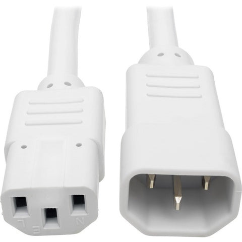 Tripp Lite Heavy Duty Power Extension Cord 15A 14 AWG C14 to C13 White 3'
