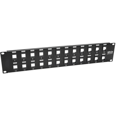 Tripp Lite 24-Port 2U Rack-Mount Unshielded Blank Keystone/Multimedia Patch Panel RJ45 Ethernet USB HDMI Cat5e/6