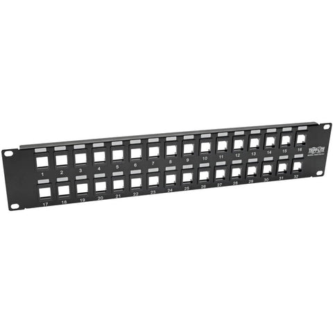Tripp Lite 32-Port 2U Rack-Mount Unshielded Blank Keystone/Multimedia Patch Panel RJ45 Ethernet USB HDMI Cat5e/6