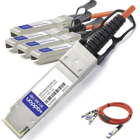 AddOn Cisco Compatible TAA Compliant 40GBase-AOC QSFP+ to 4xSFP+ Active Optical Cable (850nm, MMF, 20m)