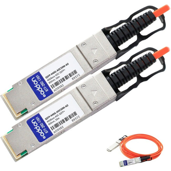AddOn Cisco Compatible TAA Compliant 40GBase-AOC QSFP+ to QSFP+ Direct Attach Cable (850nm, MMF, 50m)