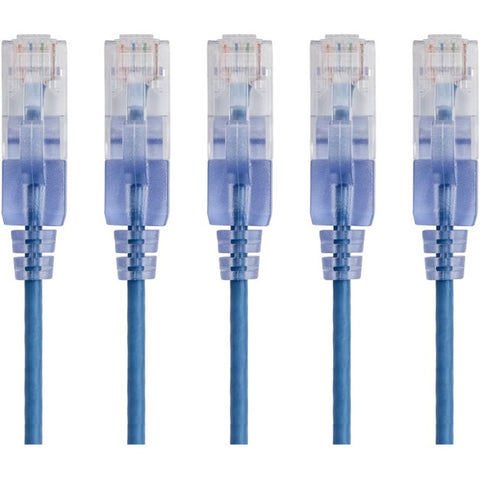 Monoprice 5-Pack, SlimRun Cat6A Ethernet Network Patch Cable, 5ft Blue