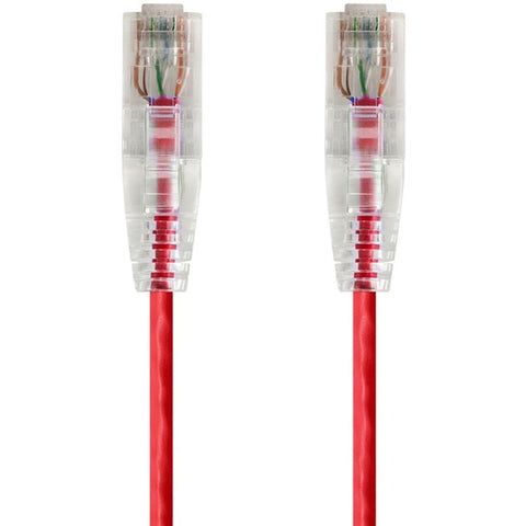 Monoprice SlimRun Cat6 28AWG UTP Ethernet Network Cable, 1ft Red