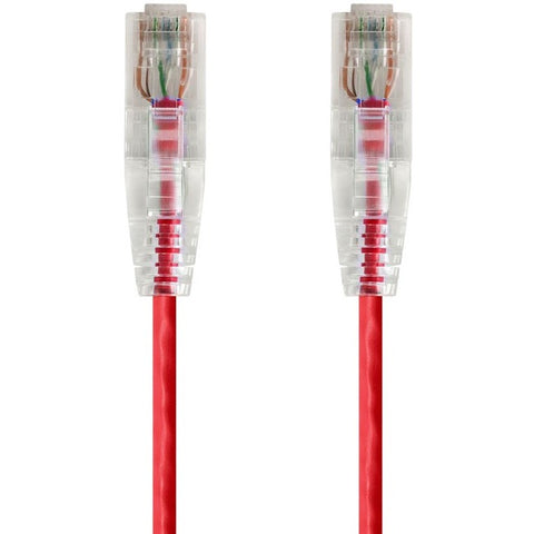 Monoprice SlimRun Cat6 28AWG UTP Ethernet Network Cable, 0.5ft Red