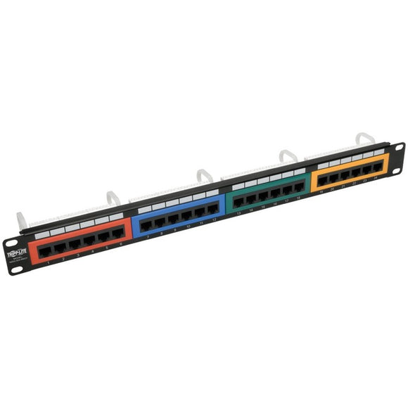 Tripp Lite 24-Port Cat5/Cat5e Patch Panel Color-Coded 110 RJ45 Ethernet 568B