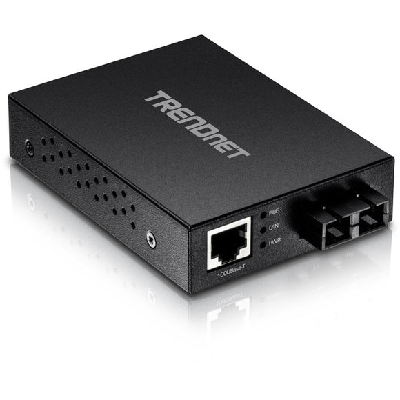 TRENDnet 1000Base-T to 1000Base-SX Multi-Mode SC Fiber Converter; Up to 550m (1800 ft.); 2 Gbps Switching Capacity; TFC-GMSC