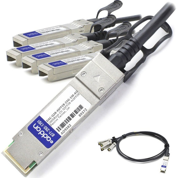 AddOn Dell DAC-Q28-4SFP28-25G-1M Compatible TAA Compliant 100GBase-CU QSFP28 to 4xSFP28 Direct Attach Cable (Passive Twinax, 1m)