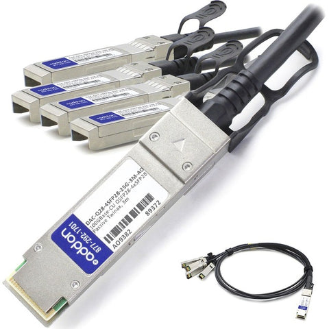 AddOn Dell DAC-Q28-4SFP28-25G-3M Compatible TAA Compliant 100GBase-CU QSFP28 to 4xSFP28 Direct Attach Cable (Passive Twinax, 3m)