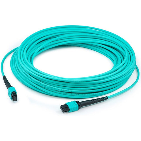 AddOn 6m MPO (Female) to MPO (Female) 12-Strand Aqua OM3 Crossover Fiber OFNR (Riser-Rated) Patch Cable