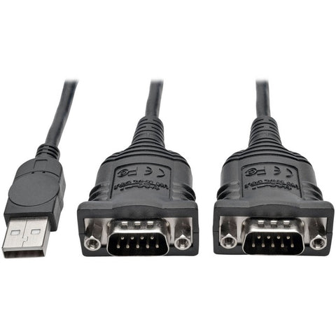 Tripp Lite 2-Port USB to DB9 Serial FTDI Adapter Cable with COM Retention (M/M), 6 ft
