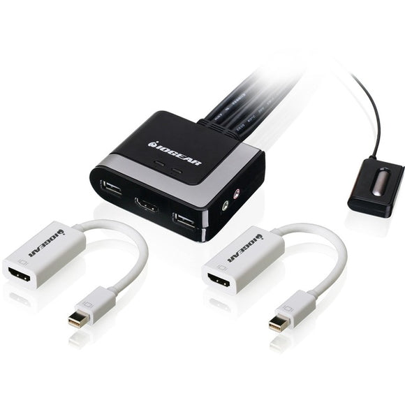 IOGEAR 2-Port HD Cable KVM with MiniDisplayPort Adapters Bundle