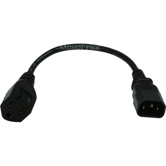 Monoprice, Inc. Power Adapter Cord Cable - Black 1ft