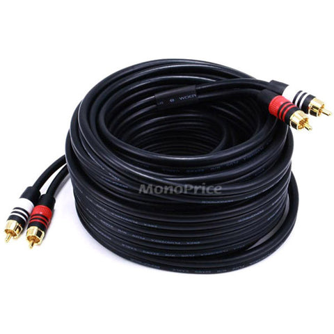 Monoprice 35ft Premium 2 RCA Plug/2 RCA Plug M/M 22AWG Cable - Black