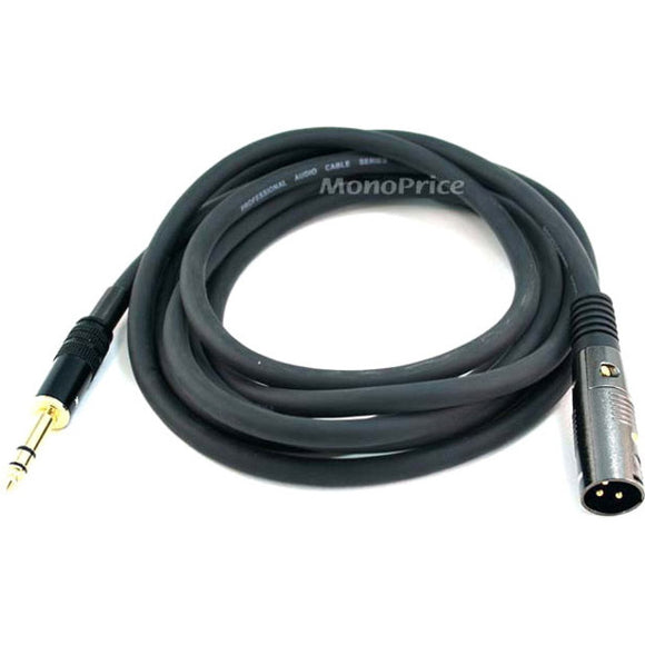 Monoprice 10ft Premier Series XLR Male to 1/4inch TRS Male 16AWG Cable (Gold Plated)