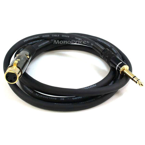 Monoprice 6ft Premier Series XLR Female to 1/4inch TRS Male 16AWG Cable (Gold Plated)