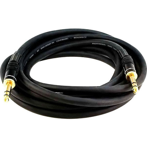 Monoprice 15ft Premier Series 1/4-inch (TRS) Male to Male 16AWG Cable (Gold Plated)