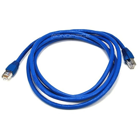 Monoprice 7FT 24AWG Cat6A 500MHz STP Ethernet Bare Copper Network Cable - Blue