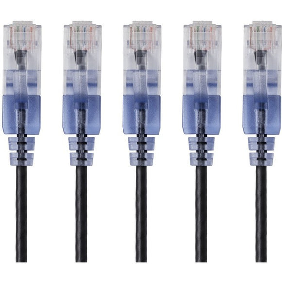 Monoprice 5-Pack, SlimRun Cat6A Ethernet Network Patch Cable, 1ft Black