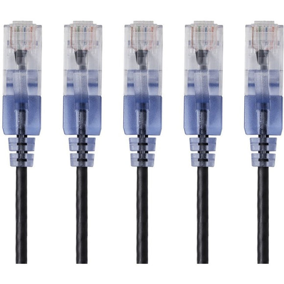 Monoprice 5-Pack, SlimRun Cat6A Ethernet Network Patch Cable, 3ft Black