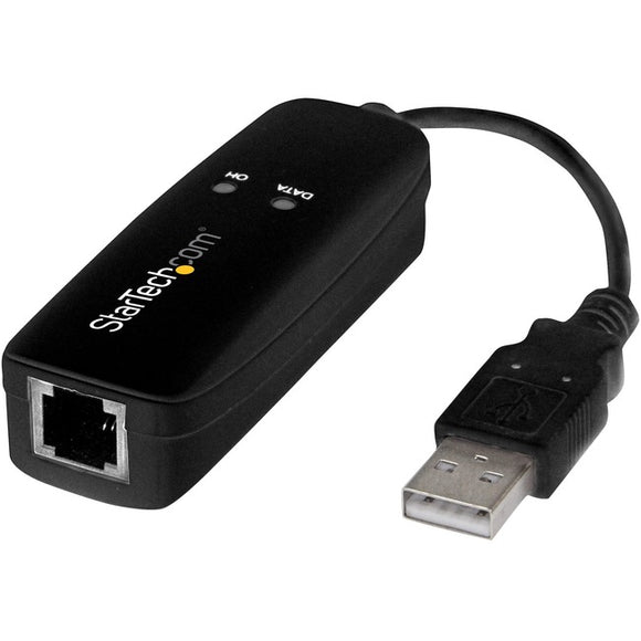 StarTech.com USB 2.0 Fax Modem - 56K External Hardware USB Dial Up V.92 Modem/ Dongle/Adapter - Computer Data Modem USB to Telephone Jack