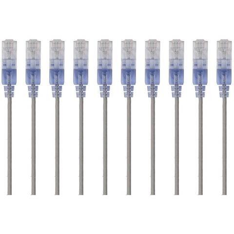 Monoprice 10-Pack, SlimRun Cat6A Ethernet Network Patch Cable, 1ft Gray