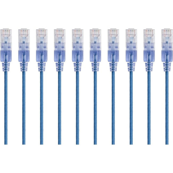 Monoprice 10-Pack, SlimRun Cat6A Ethernet Network Patch Cable, 5ft Blue