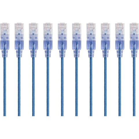 Monoprice 10-Pack, SlimRun Cat6A Ethernet Network Patch Cable, 5ft Blue