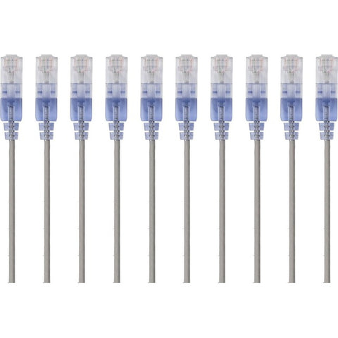 Monoprice 10-Pack, SlimRun Cat6A Ethernet Network Patch Cable, 5ft Gray