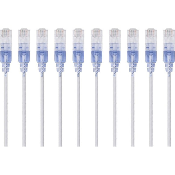 Monoprice 10-Pack, SlimRun Cat6A Ethernet Network Patch Cable, 7ft White