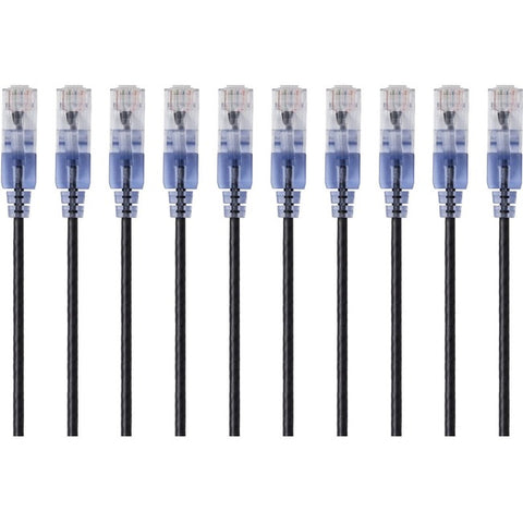 Monoprice 10-Pack, SlimRun Cat6A Ethernet Network Patch Cable, 10ft Black