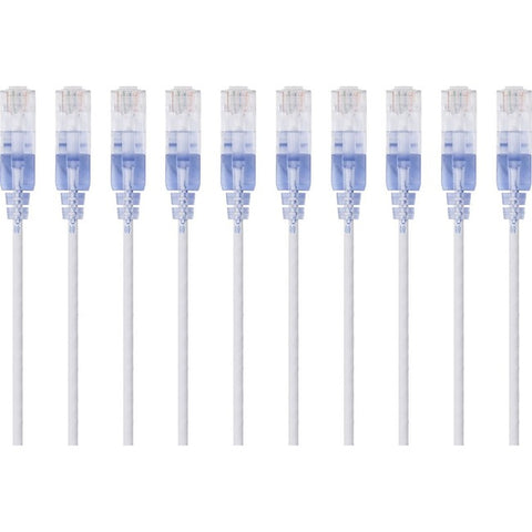 Monoprice 10-Pack, SlimRun Cat6A Ethernet Network Patch Cable, 10ft White