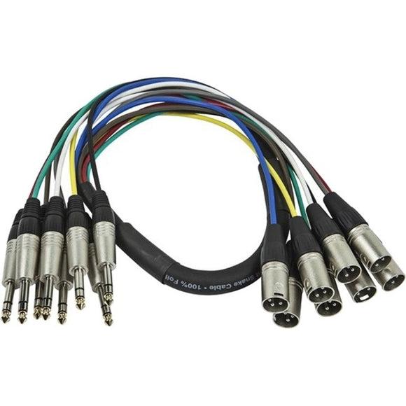 Monoprice 1 Meter (3ft) 8-Channel 1/4inch TRS Male to XLR Male Snake Cable
