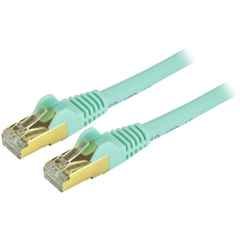StarTech.com 35ft CAT6a Ethernet Cable - 10 Gigabit Category 6a Shielded Snagless 100W PoE Patch Cord - 10GbE Aqua UL Certified Wiring/TIA