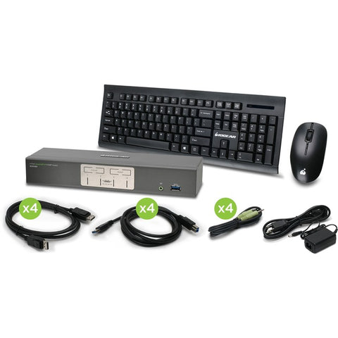 IOGEAR 4-Port 4K UHD DisplayPort KVMP with Keyboard and Mouse