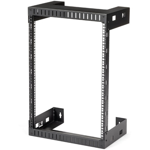 StarTech.com 15U 19" Wall Mount Network Rack, 12" Deep 2 Post Open Frame Server Room Rack for Data/AV/IT/Computer Equipment/Patch Panel with Cage Nuts & Screws 200lb Weight Capacity, Black