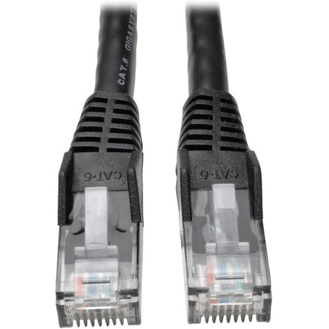 Tripp Lite Cat6 GbE Gigabit Ethernet Snagless Molded Patch Cable UTP Black RJ45 M/M 75ft 75'